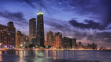 chicago skyline at night